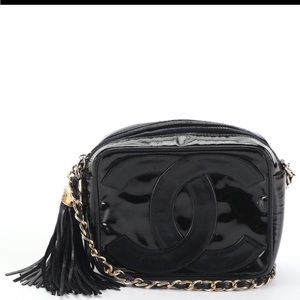 Chanel Patent Leather Vintage Camera Bag with Tassel